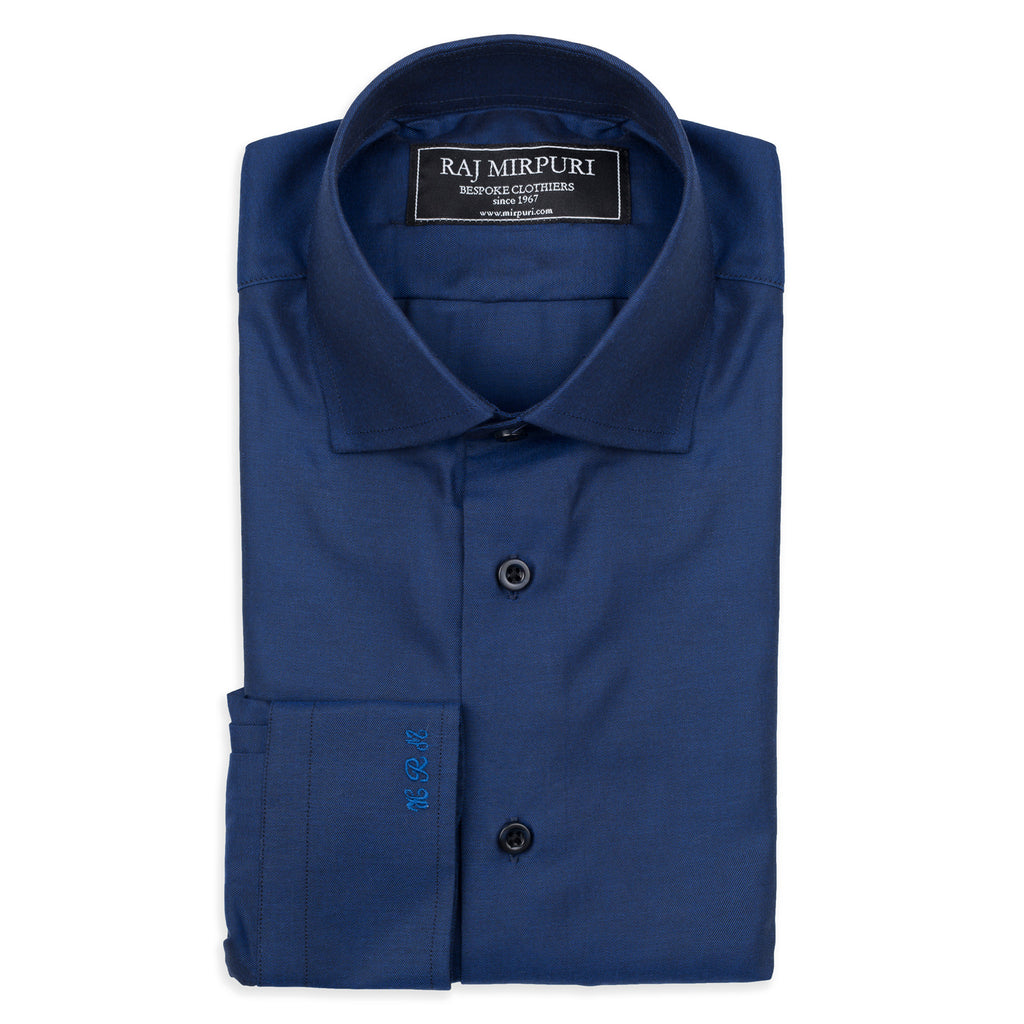 Bespoke - Dark Blue Tailored Shirt – Mirpuri Bespoke Tailors